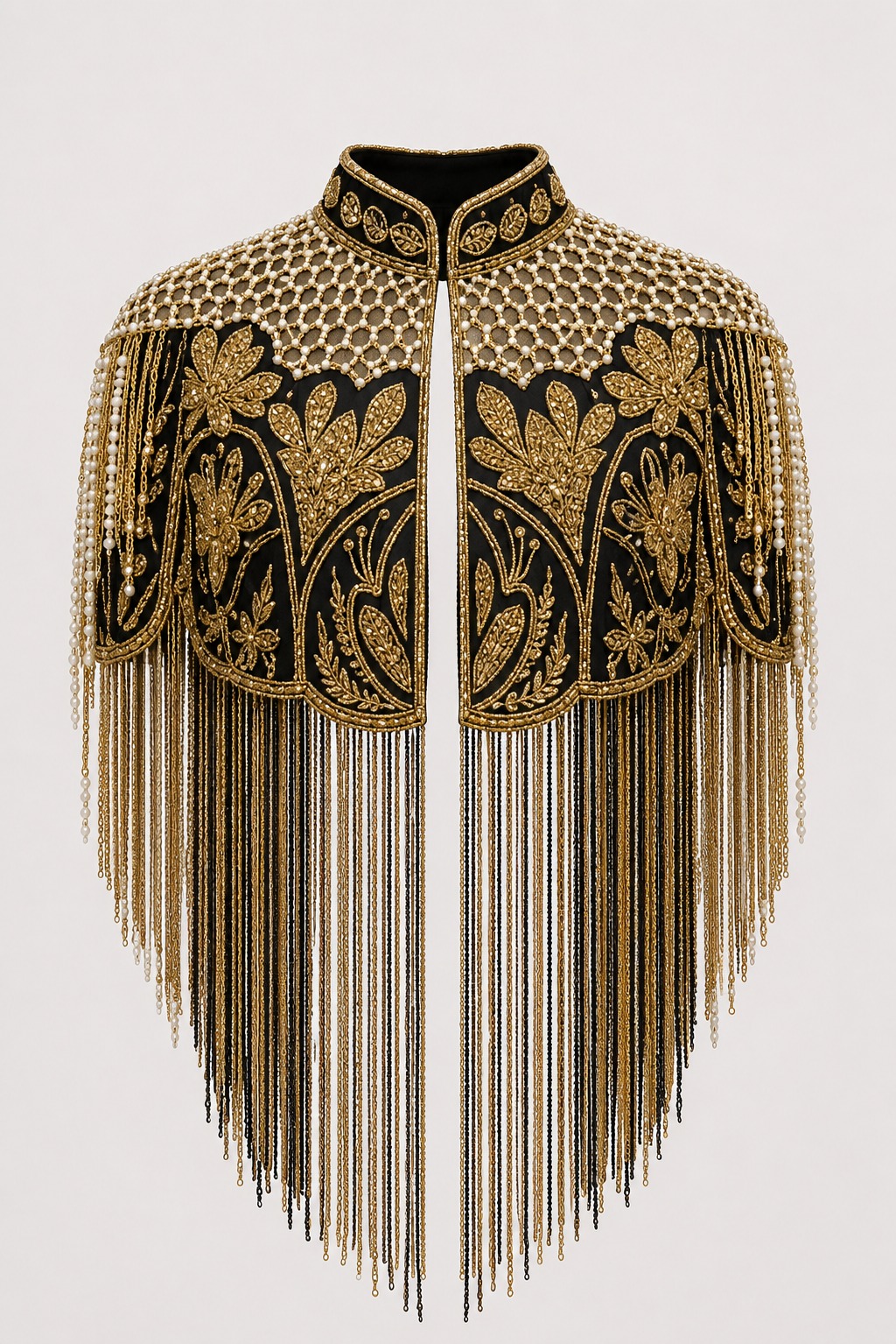Close-up beaded and stone embroidery swatch, Ragyam Studio Bareilly